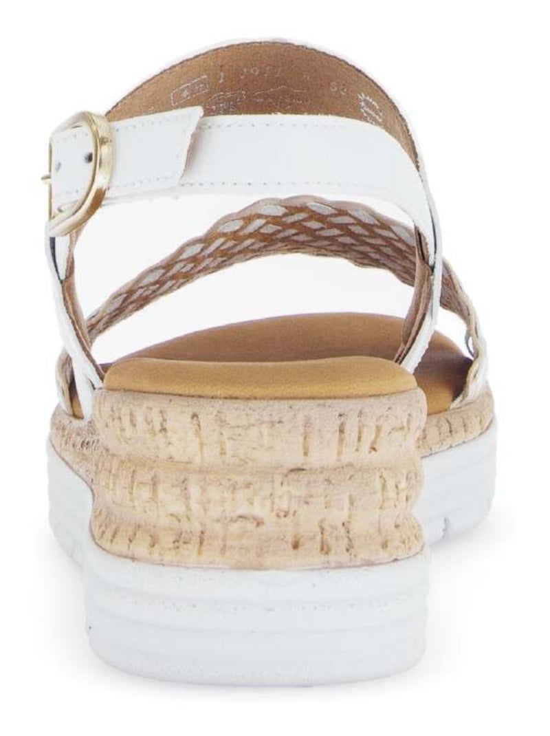 Sandales  et  en cuir lisse Blanc Doré - Kiabi