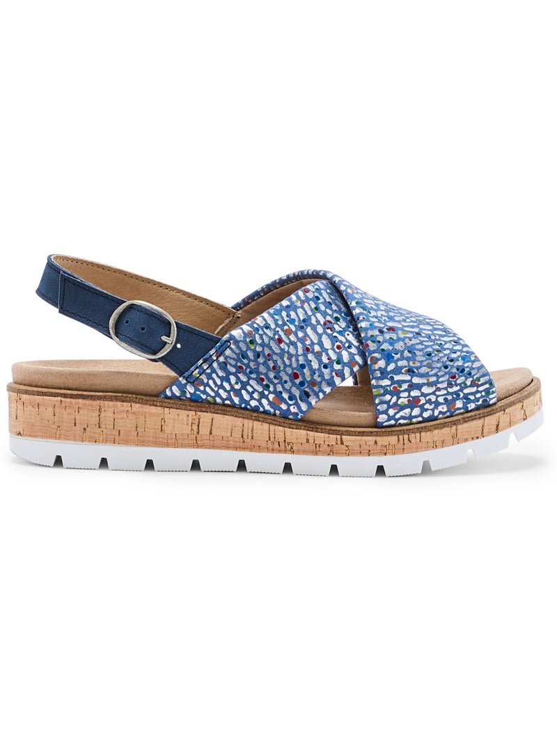 Sandales extensibles doublure cuir - PEDICONFORT Bleu - Kiabi