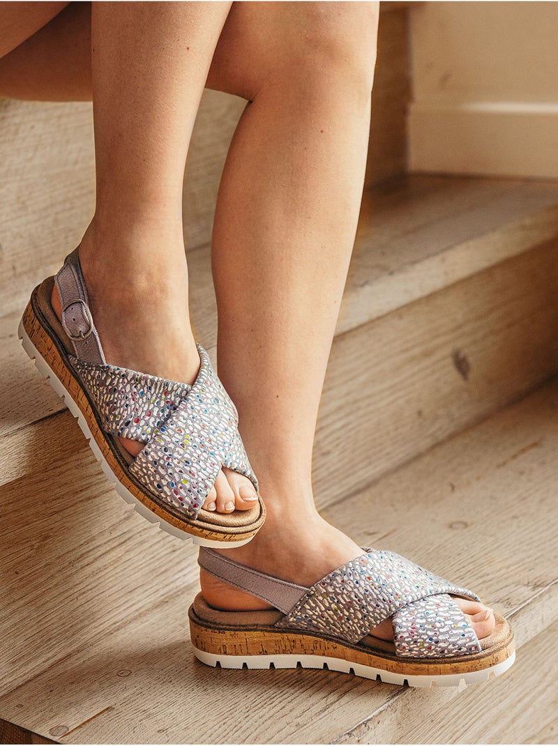 Sandales extensibles doublure cuir - PEDICONFORT Gris - Kiabi