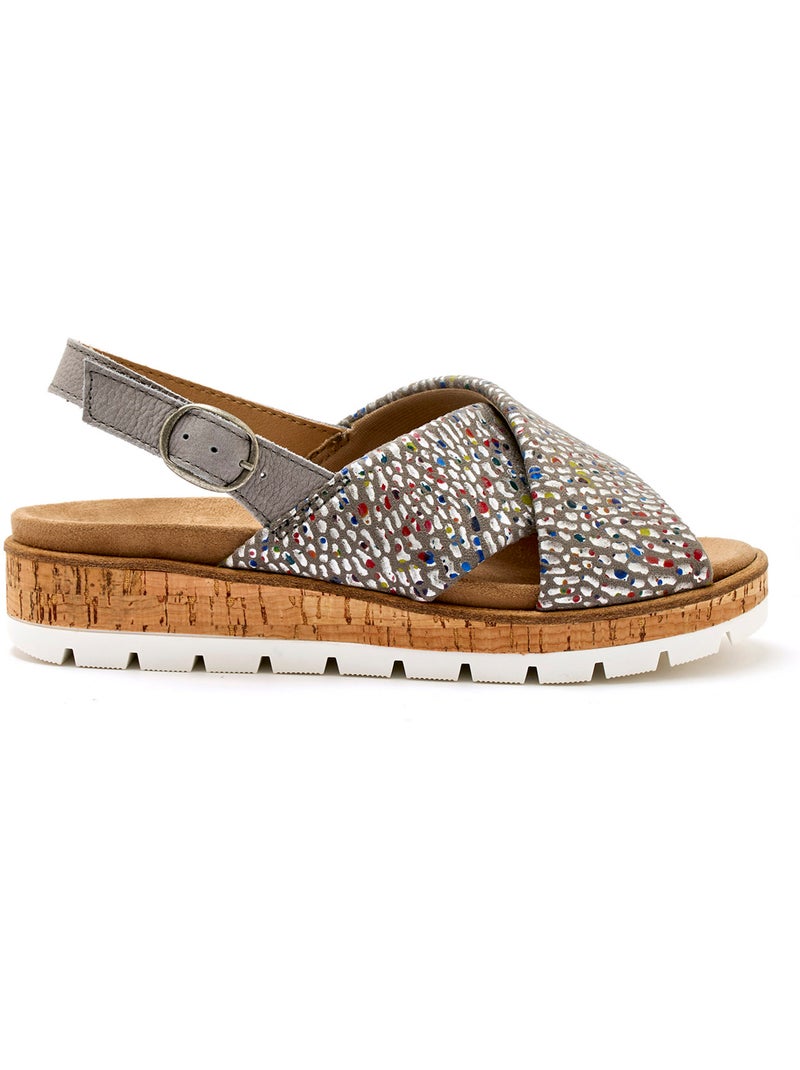 Sandales extensibles doublure cuir - PEDICONFORT Gris - Kiabi