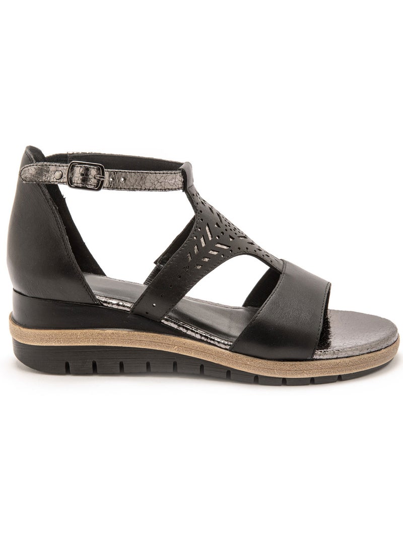 Sandales fantaisie en cuir - PEDICONFORT Noir Noir - Kiabi