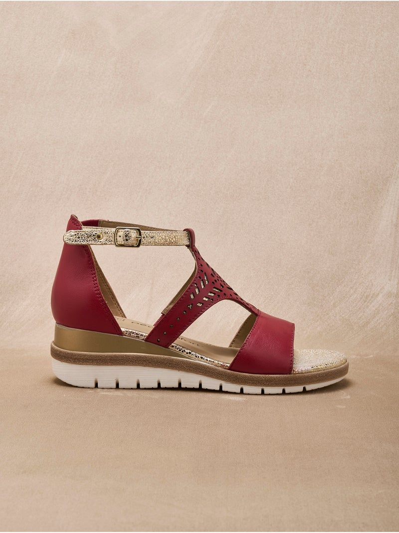 Sandales fantaisie en cuir - PEDICONFORT Rouge - Kiabi