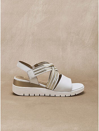 Sandales fantaisie en cuir à scratch - PEDICONFORT