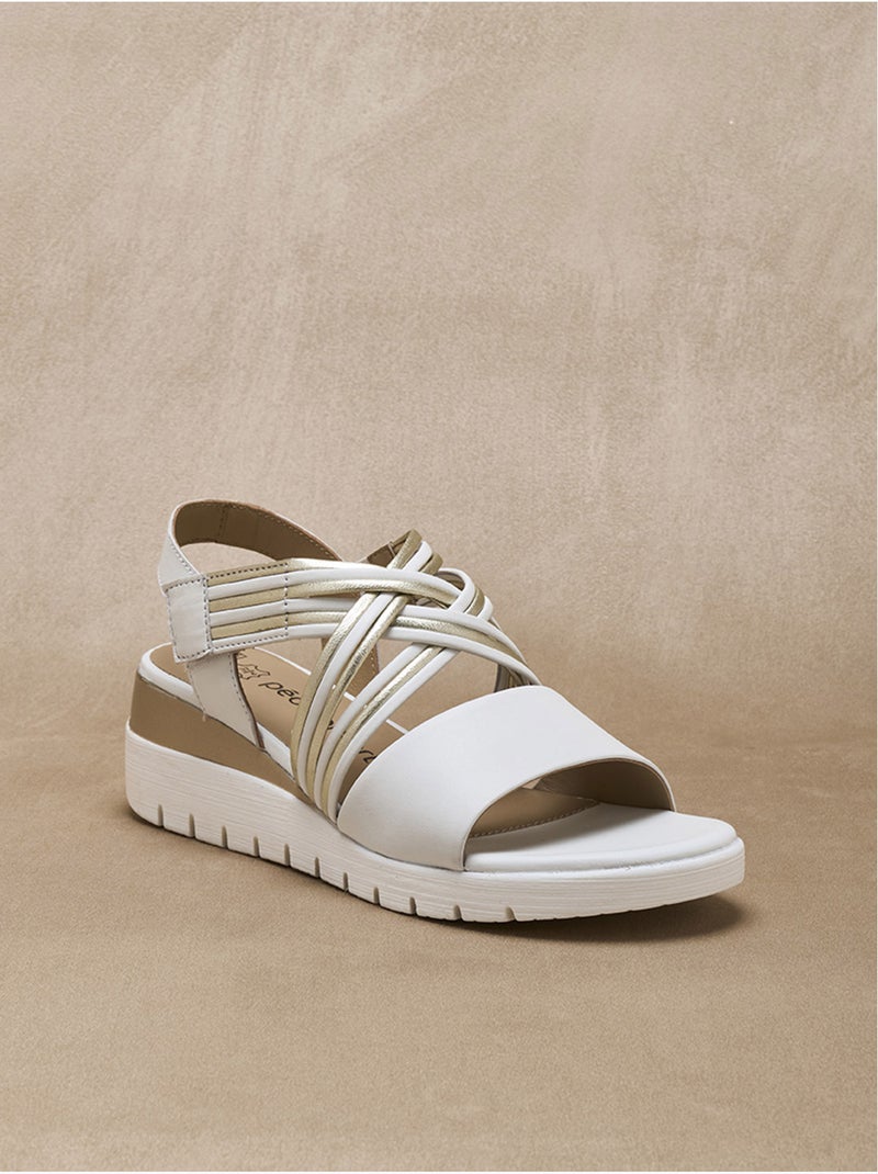 Sandales fantaisie en cuir à scratch - PEDICONFORT Blanc Blanc - Kiabi