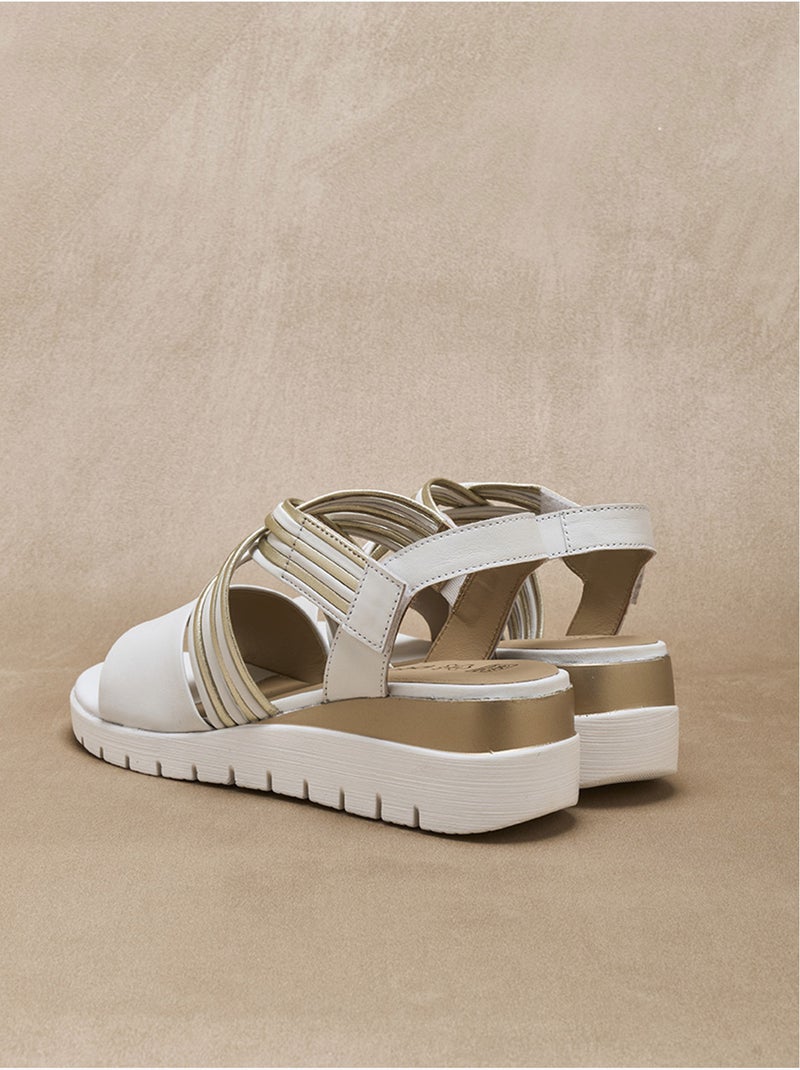 Sandales fantaisie en cuir à scratch - PEDICONFORT Blanc Blanc - Kiabi