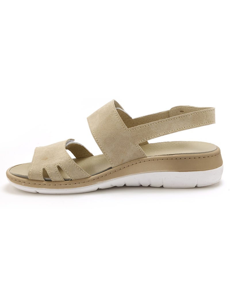 Sandales femme à scratch - PEDICONFORT Beige/Blanc - Kiabi