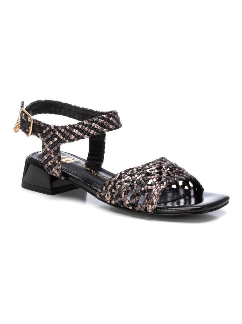Sandales femme à talon bas Noir - Kiabi