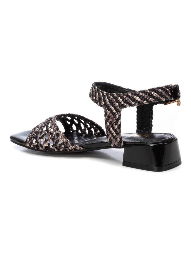 Sandales femme à talon bas Noir - Kiabi