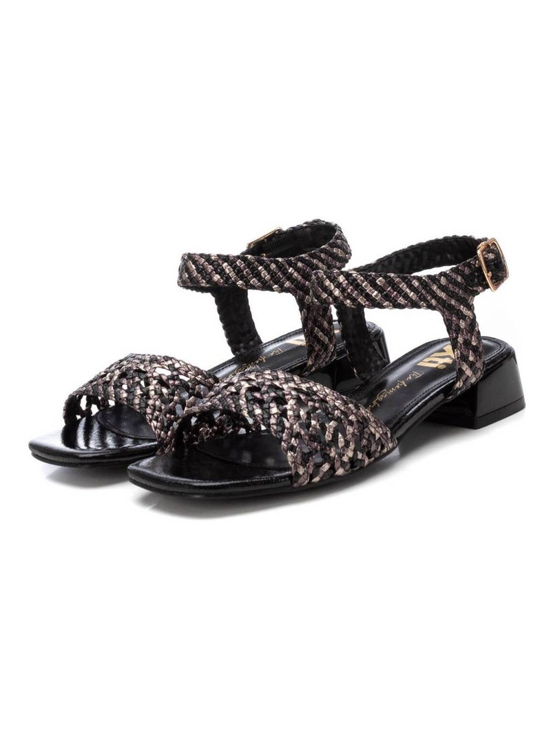 Sandales femme à talon bas Noir - Kiabi