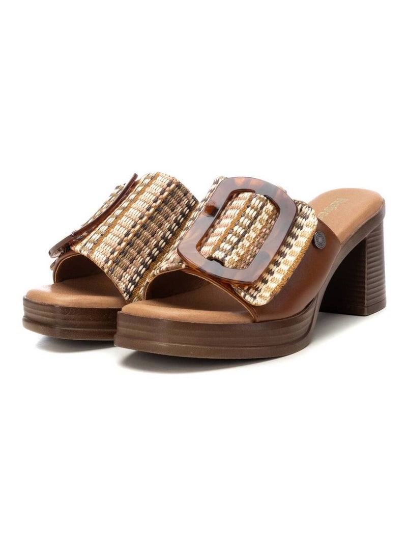 Sandales femme à talon Camel - Kiabi