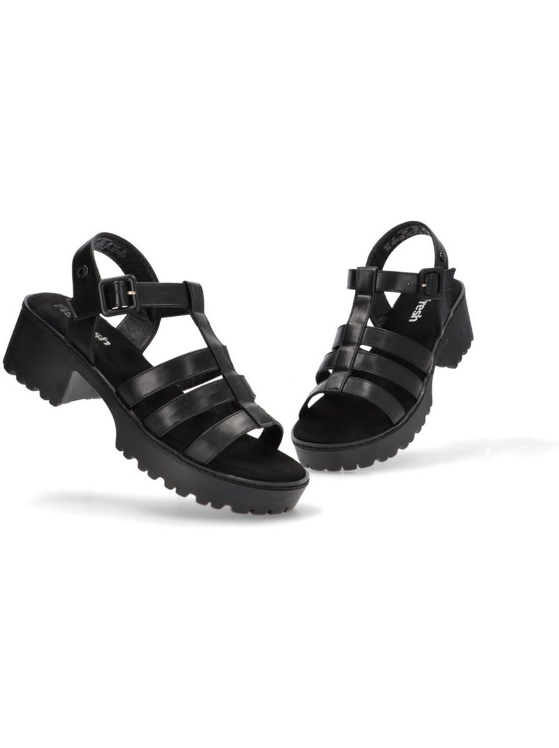 Sandales femme à talon Noir - Kiabi