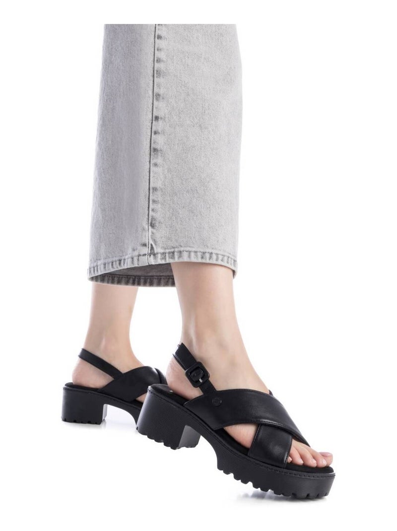Sandales femme à talon Noir - Kiabi