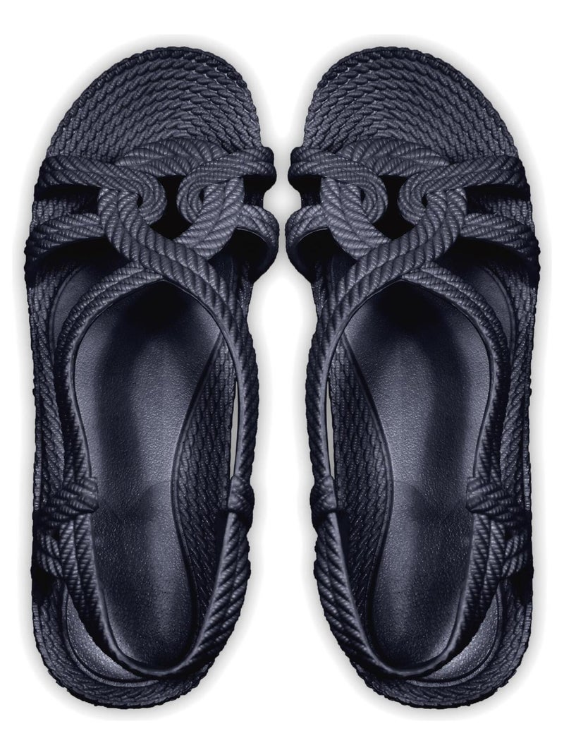 Sandales femme Brasileras semelle en gomme Bleu foncé - Kiabi