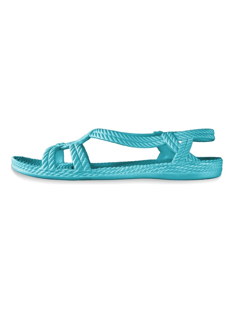 Sandales femme Brasileras semelle en gomme Bleu turquoise - Kiabi