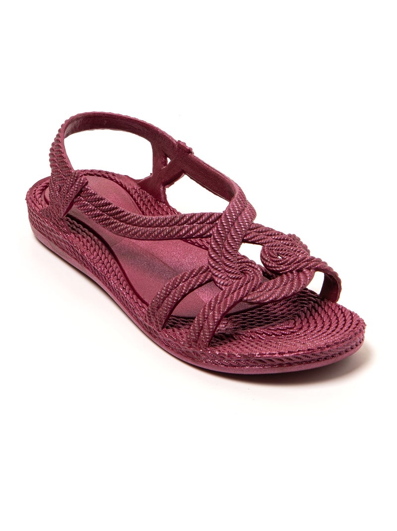 Sandales femme Brasileras semelle en gomme Bordeaux - Kiabi