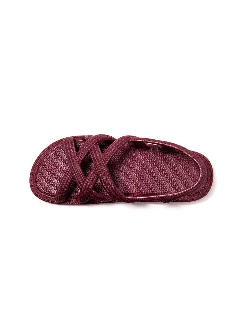 Sandales femme Brasileras semelle en gomme Bordeaux - Kiabi