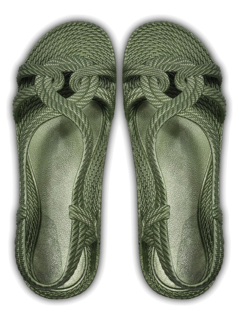 Sandales femme Brasileras semelle en gomme Vert foncé - Kiabi