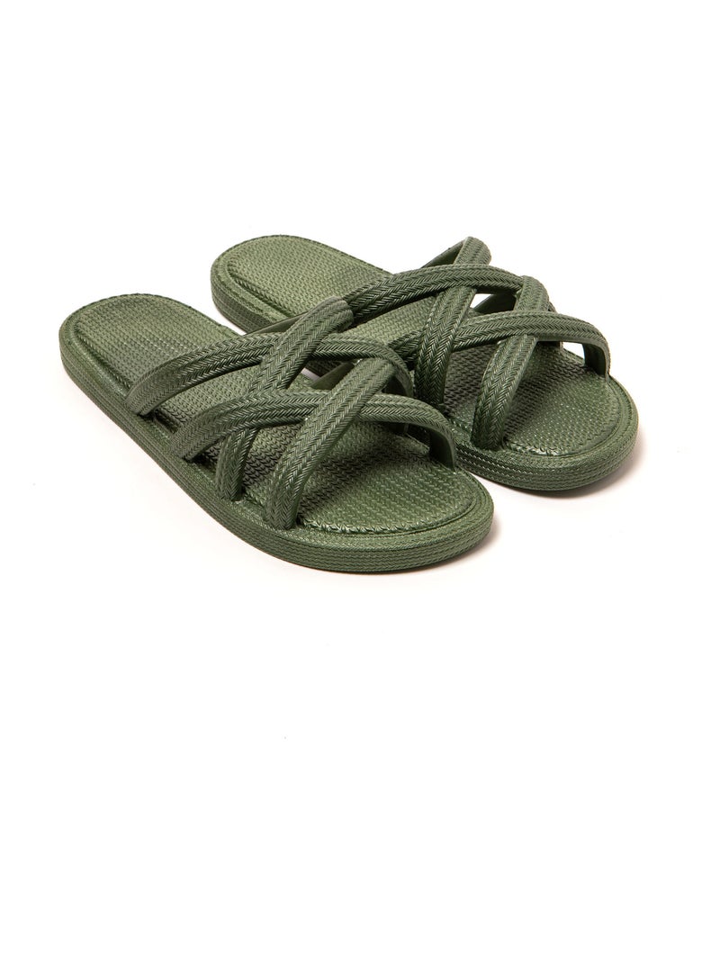 Sandales femme Brasileras semelle en gomme Vert foncé - Kiabi