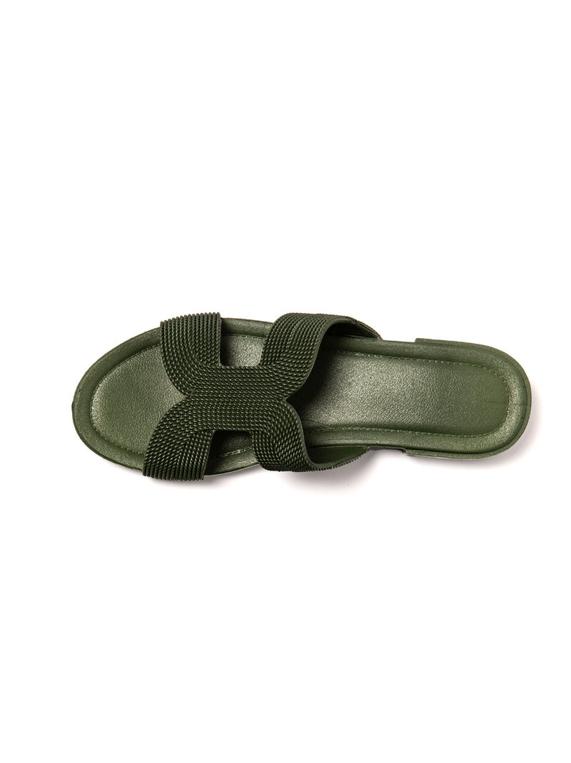 Sandales femme Brasileras semelle en gomme Vert foncé - Kiabi
