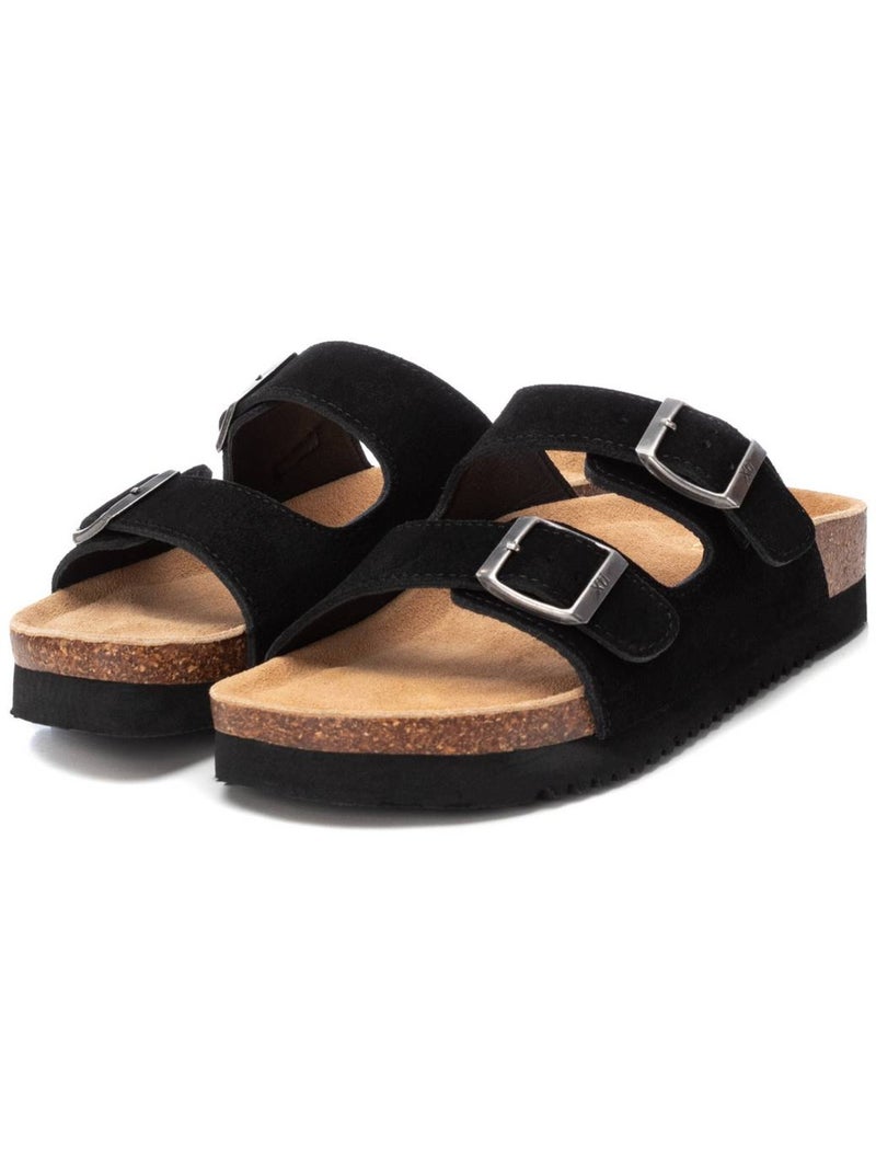 Sandales Femme Cuir Noir - Kiabi
