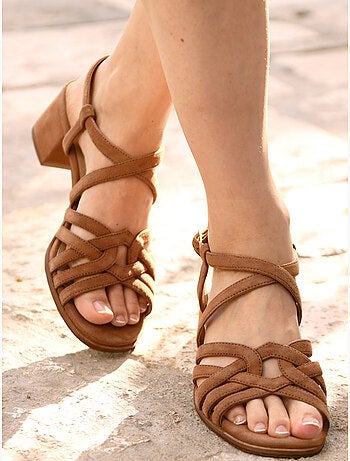 Sandales femme cuir velours - PEDICONFORT
