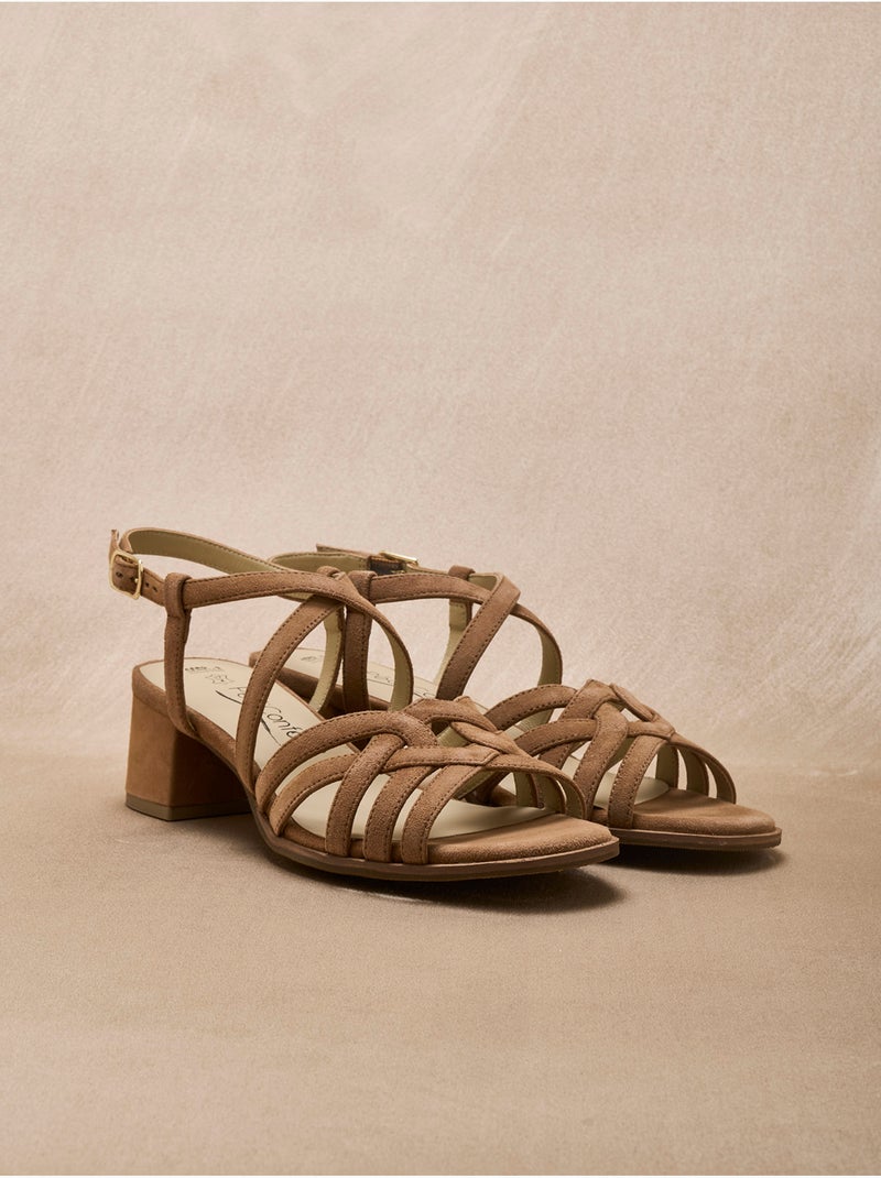 Sandales femme cuir velours - PEDICONFORT Camel - Kiabi