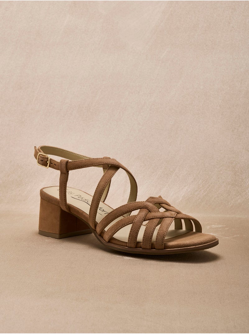 Sandales femme cuir velours - PEDICONFORT Camel - Kiabi
