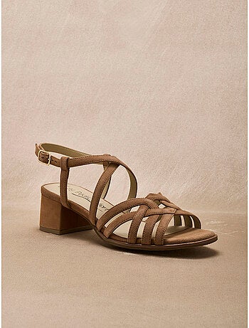 Sandales femme cuir velours