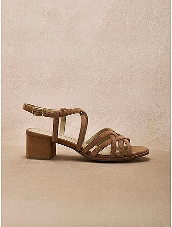 Sandales femme cuir velours