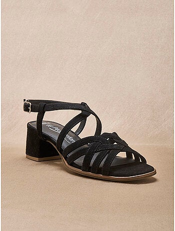 Sandales femme cuir velours