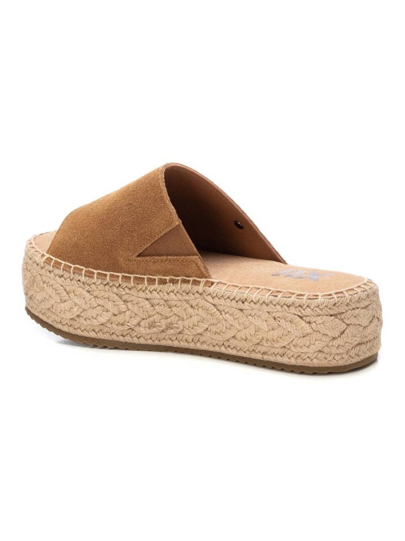 Sandales femme en cuir Camel - Kiabi
