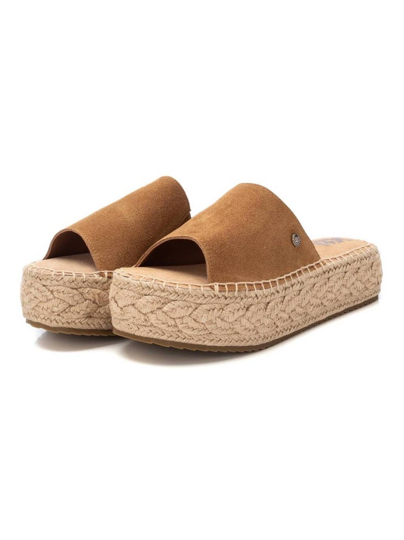 Sandales femme en cuir Camel - Kiabi