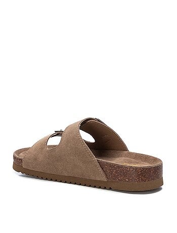 Sandales plates femme en cuir