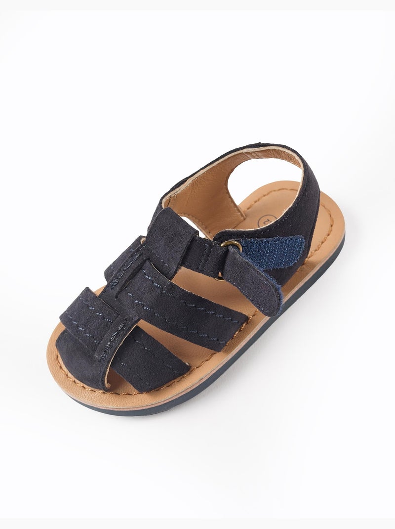 Sandales fermées en suède avec semelle antidérapante Bleu Bleu - Kiabi