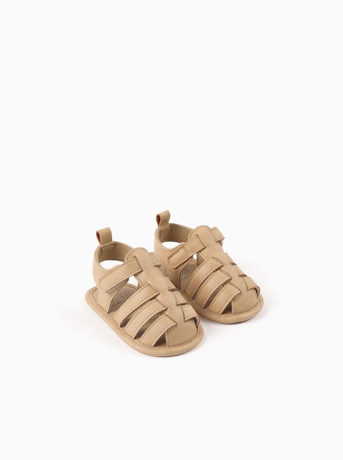 Sandales fermées en suédine avec fermeture à scratch - Kiabi