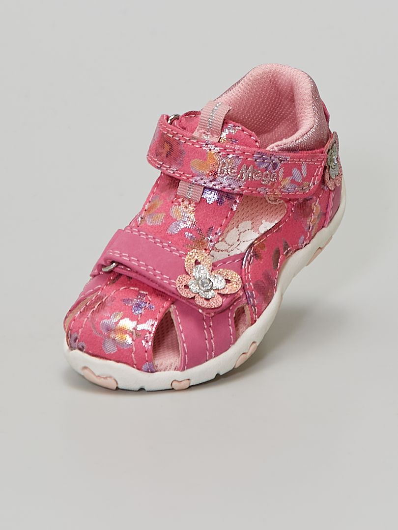 Sandales fermées motif 'fleurs' rose - Kiabi