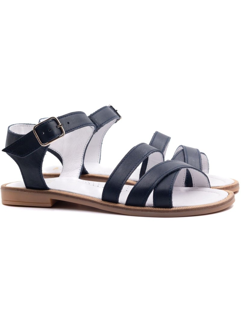 Sandales Fille Cuir - Boni Ariane Bleu marine - Kiabi