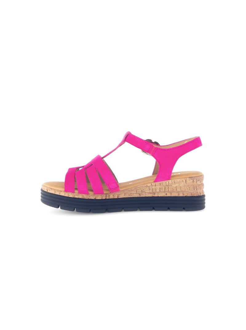 Sandales  foncé en cuir velours Rose foncé - Kiabi