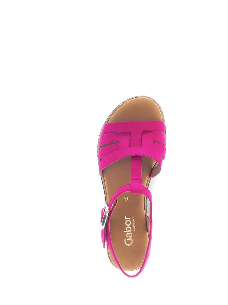 Sandales  foncé en cuir velours Rose foncé - Kiabi