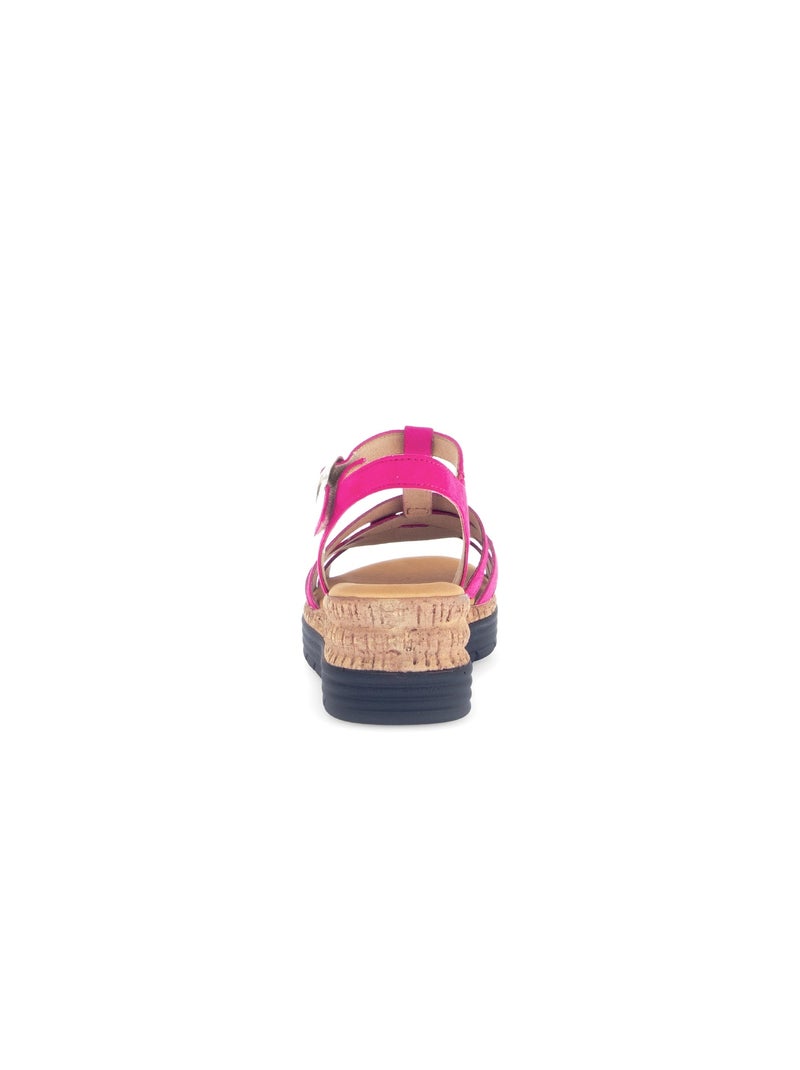 Sandales  foncé en cuir velours Rose foncé - Kiabi