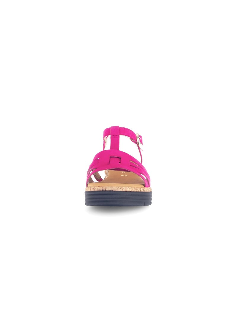 Sandales  foncé en cuir velours Rose foncé - Kiabi