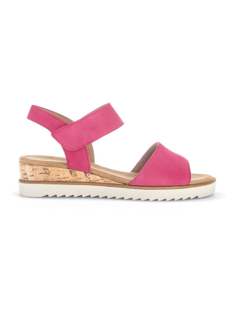 Sandales  foncé en cuir velours Rose foncé - Kiabi