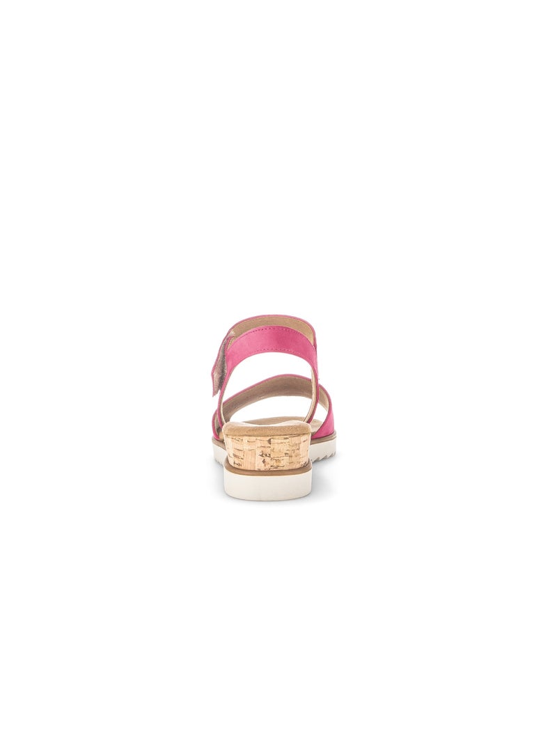 Sandales  foncé en cuir velours Rose foncé - Kiabi