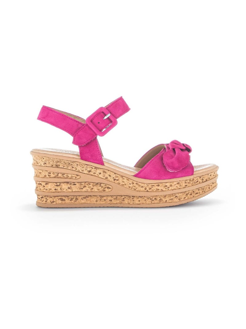 Sandales  foncé en cuir velours Rose foncé - Kiabi