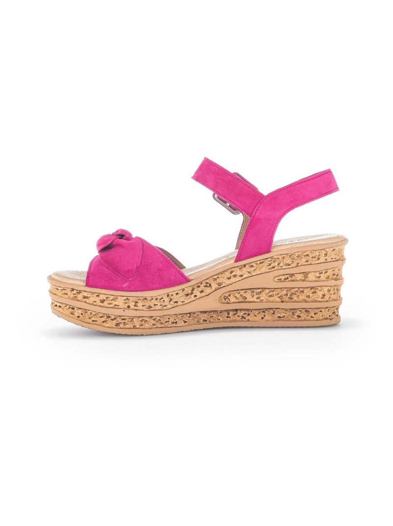 Sandales  foncé en cuir velours Rose foncé - Kiabi