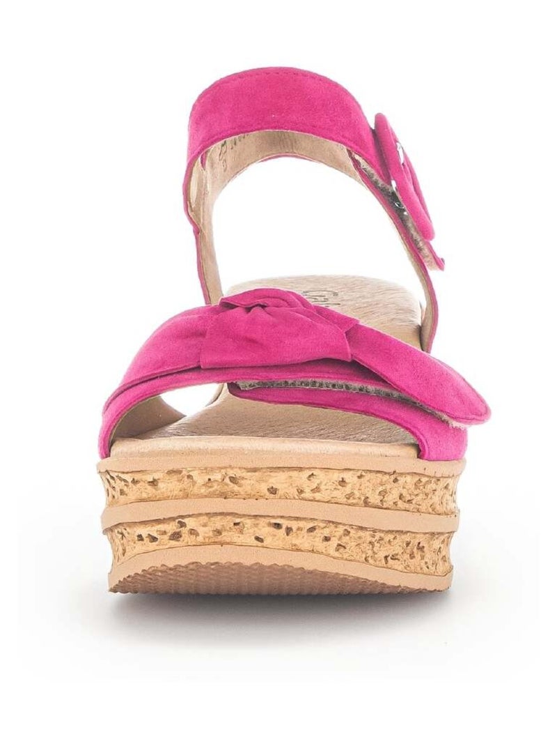 Sandales  foncé en cuir velours Rose foncé - Kiabi