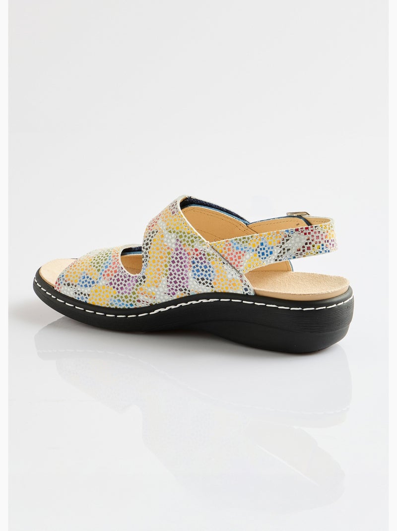 Sandales grande largeur cuir - Afibel Bleu - Kiabi