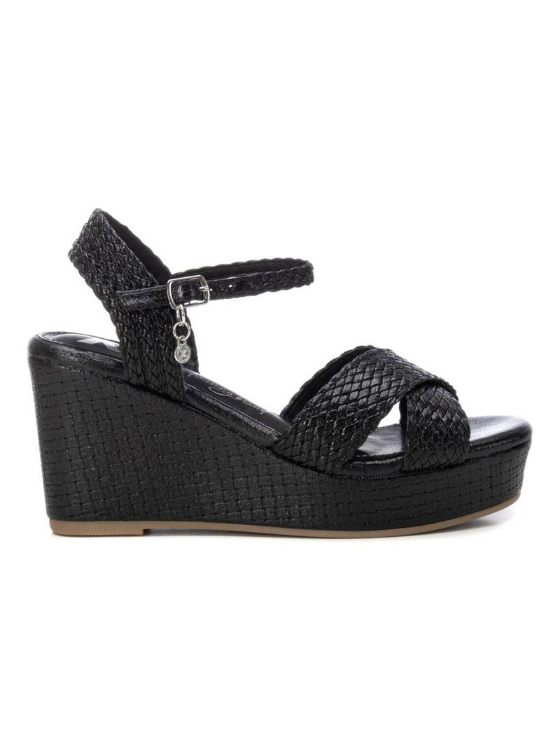Sandales habillées à semelle compensée avec boucle Noir - Kiabi