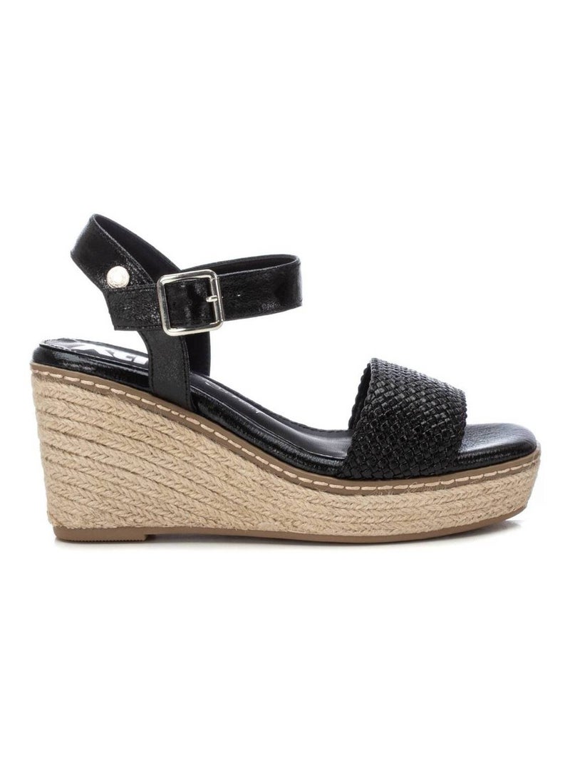 Sandales habillées à semelle compensée avec boucle Noir - Kiabi
