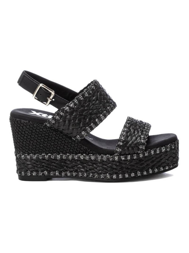 Sandales habillées à semelle compensée avec boucle Noir - Kiabi